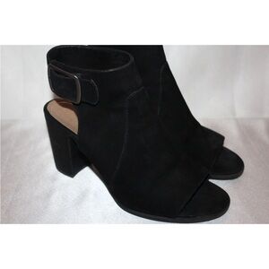 Vionic Black Suede Peep Toe Slingback Ortho Comfort Heeled Booties